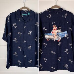 Cubavera Vintage Pin up Girl Tropical Shirt Men's Medium